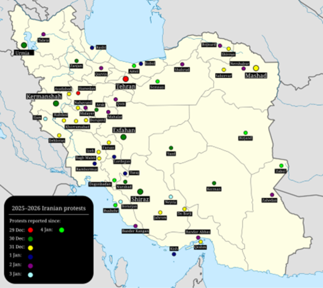 Carte des manifestations. Source : ISW